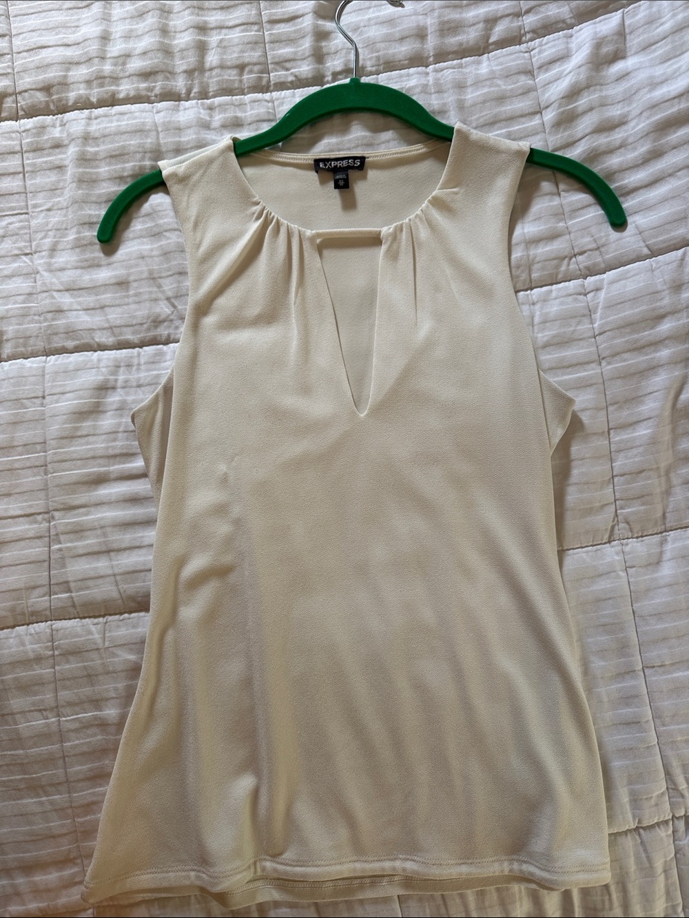 Express Cream Sleeveless V-Keyhole Blouse